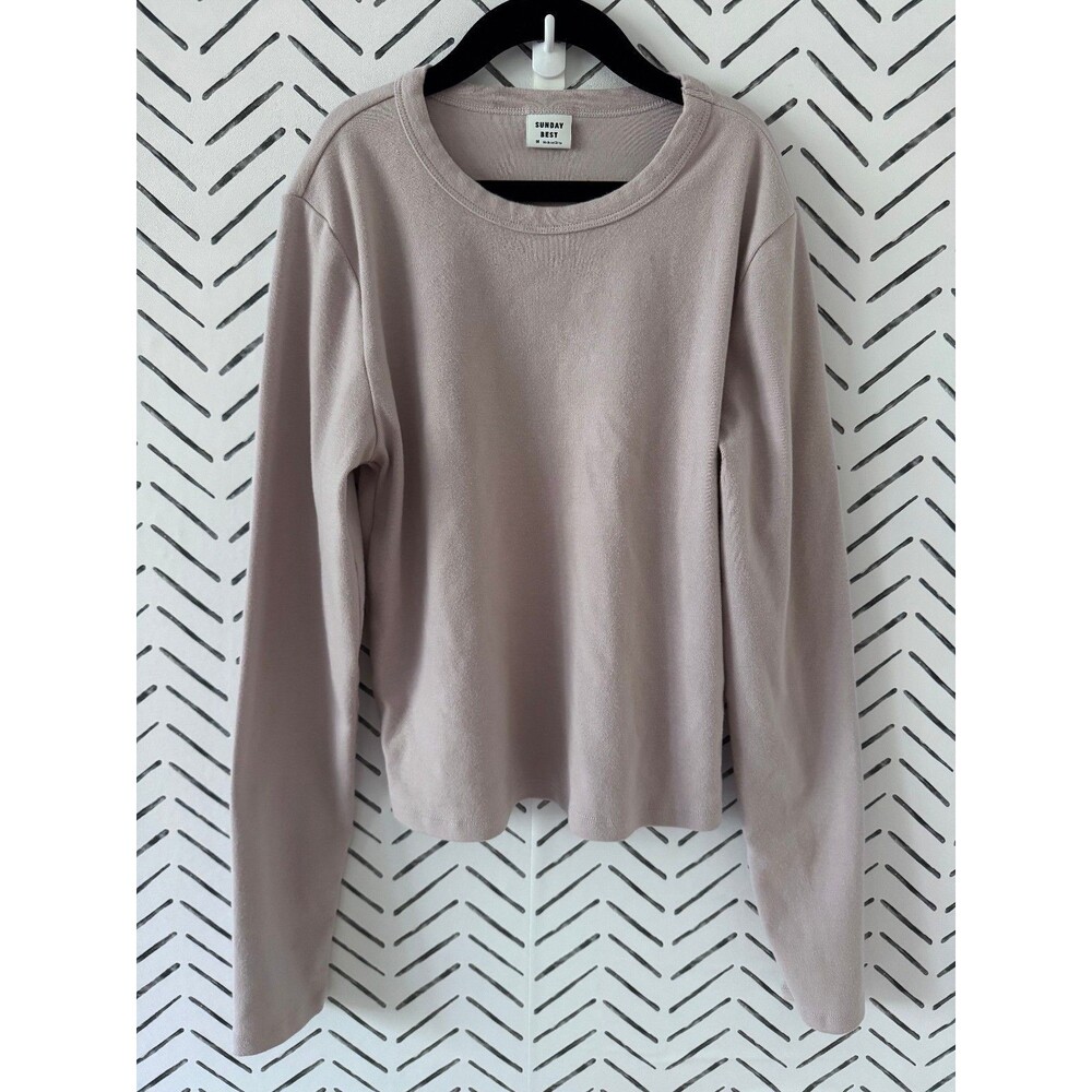 Sunday Best Light Pink Long Sleeve Crewneck Shirt Size Medium